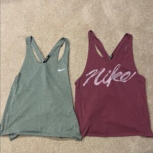 Nike Running Women's Tank Tops - Dri-Fit Size Medium Green and Maroon